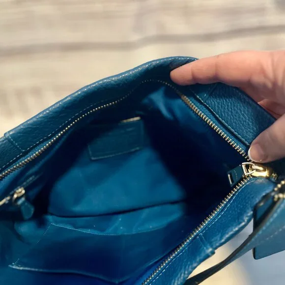 Coach: Royal Blue purse with gold hardware - Picture 3 of 5